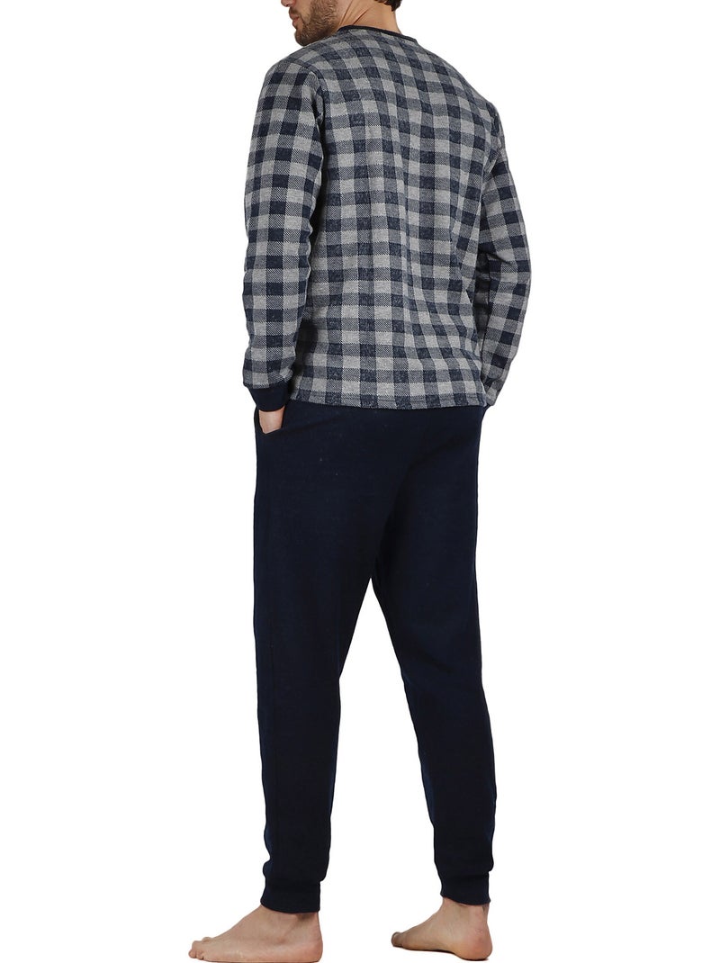 Pyjama pantalon et haut manches longues Vichy Bleu - Kiabi