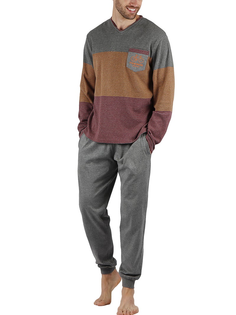 Pyjama pantalon et haut Rayas Fixie Bikes Gris - Kiabi