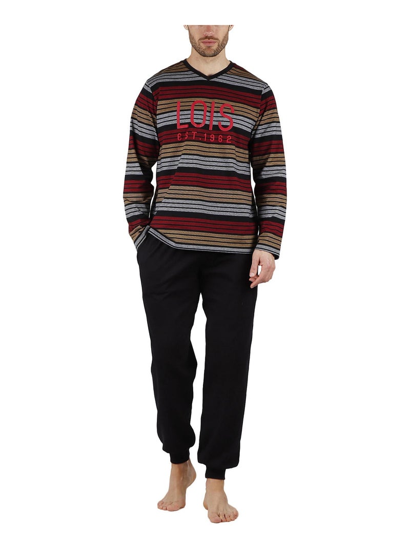 Pyjama pantalon et haut Rayas Mexico Lois Bordeaux - Kiabi