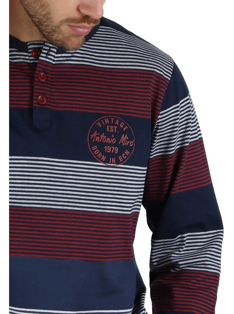 Pyjama pantalon et haut Rayas Stamp Antonio Miro Bleu marine - Kiabi