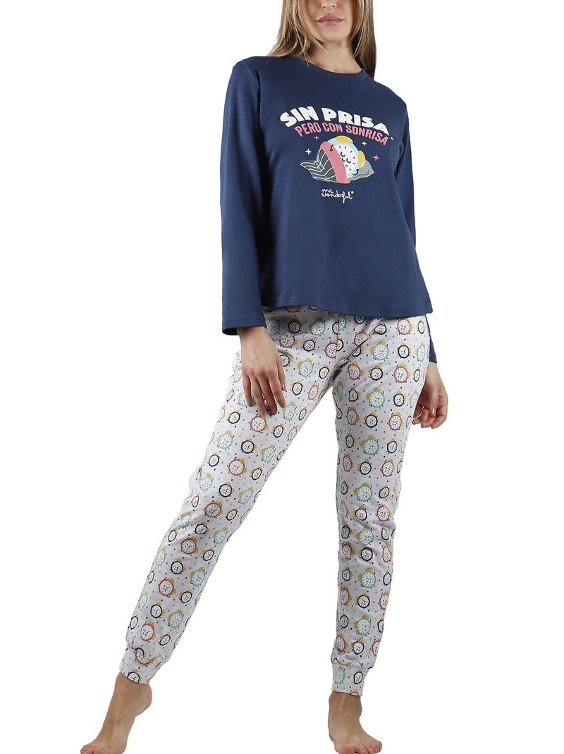 Pyjama pantalon et haut Sin Prisa Mr Wonderful Bleu - Kiabi