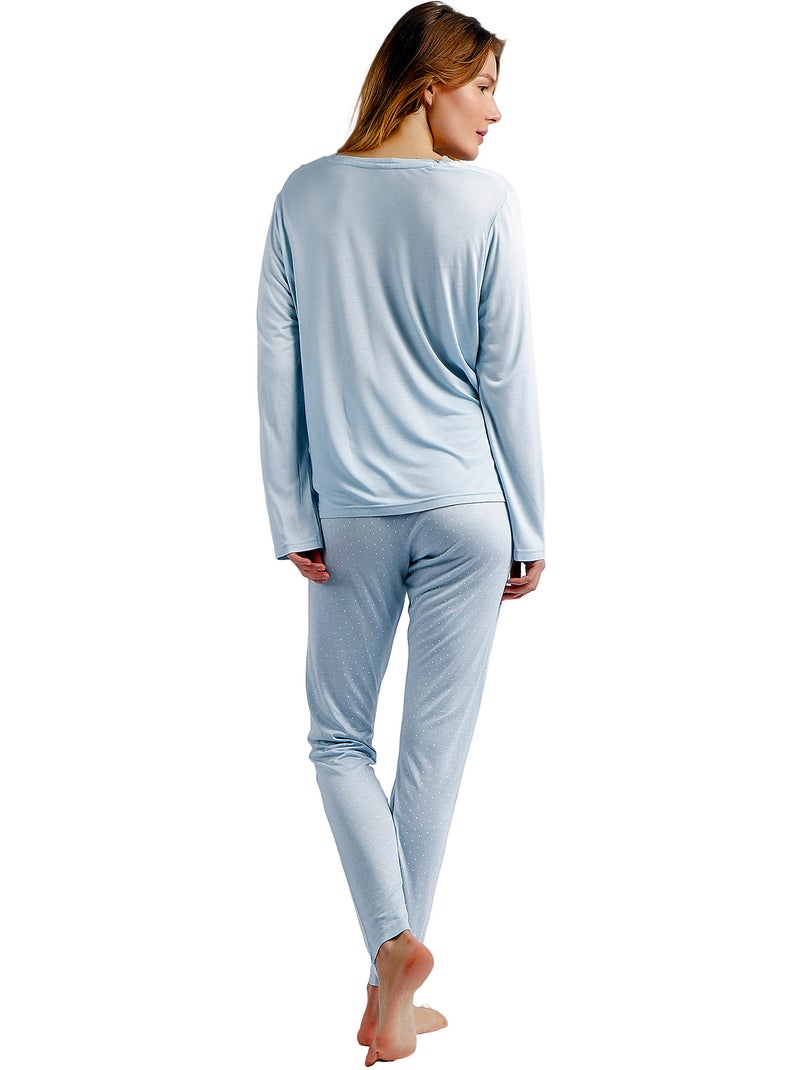 Pyjama pantalon et haut Soft Secret Bleu - Kiabi