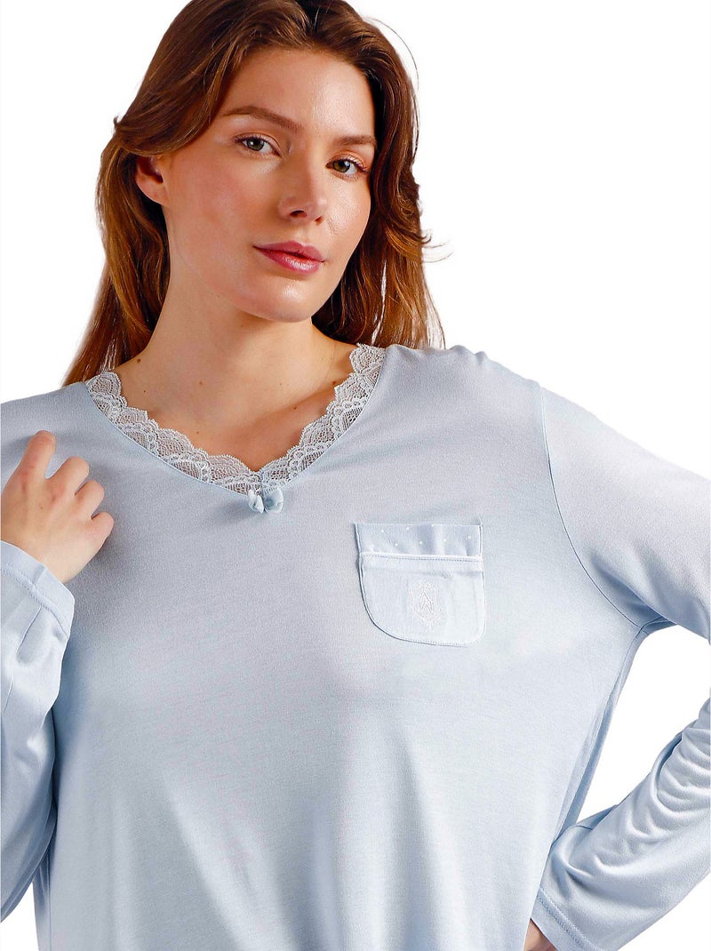 Pyjama pantalon et haut Soft Secret Bleu - Kiabi