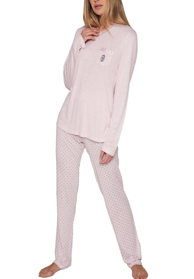 Pyjama pantalon et haut Soft Secret Rose - Kiabi