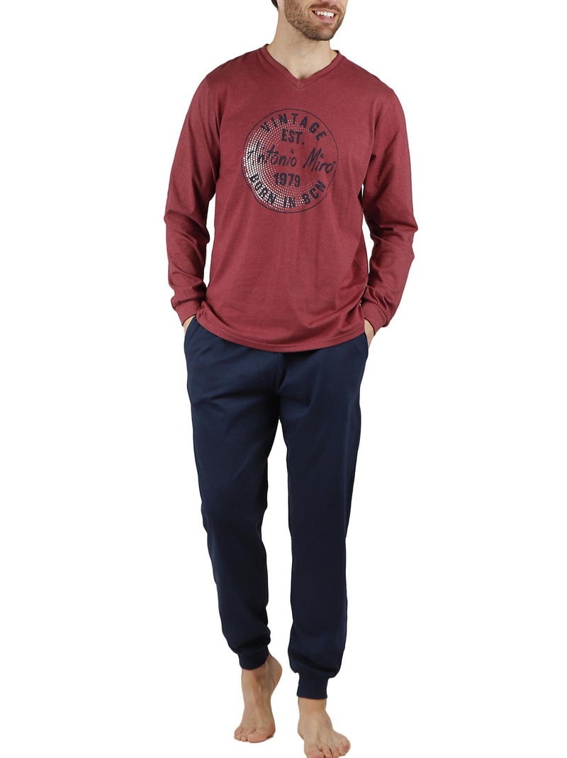 Pyjama pantalon et haut Stamp Antonio Miro Bordeaux - Kiabi