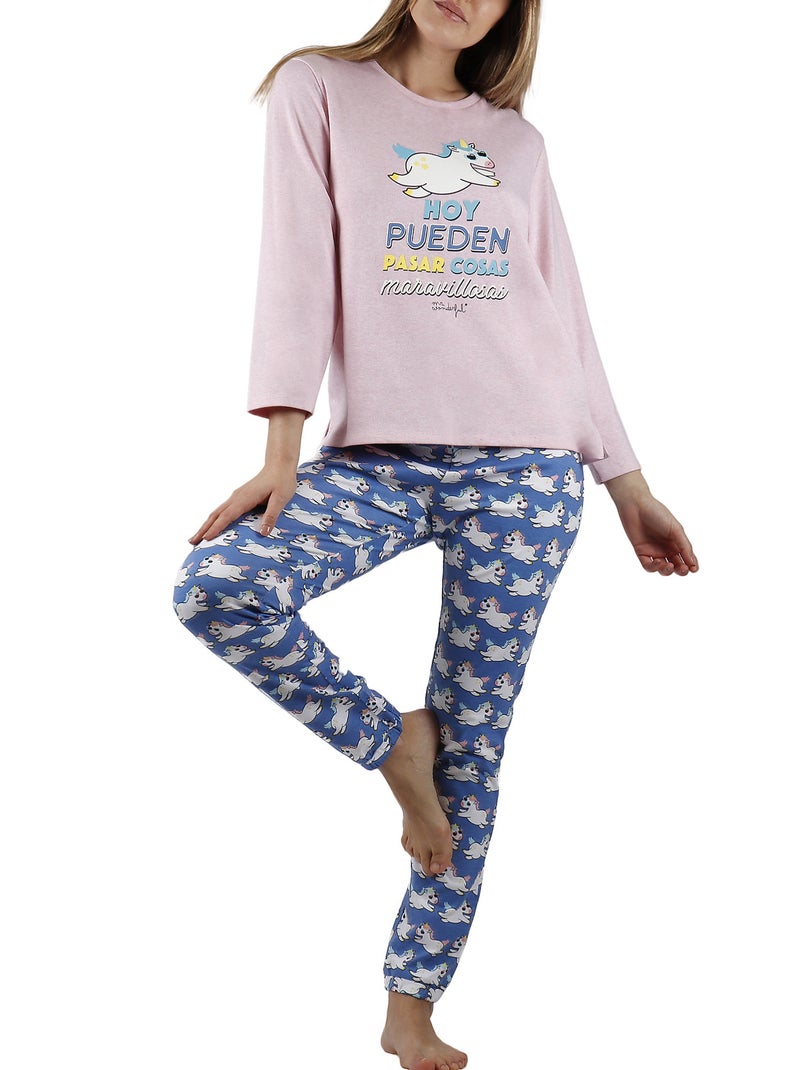 Pyjama pantalon et haut Unicornio Mr Wonderful Rose - Kiabi