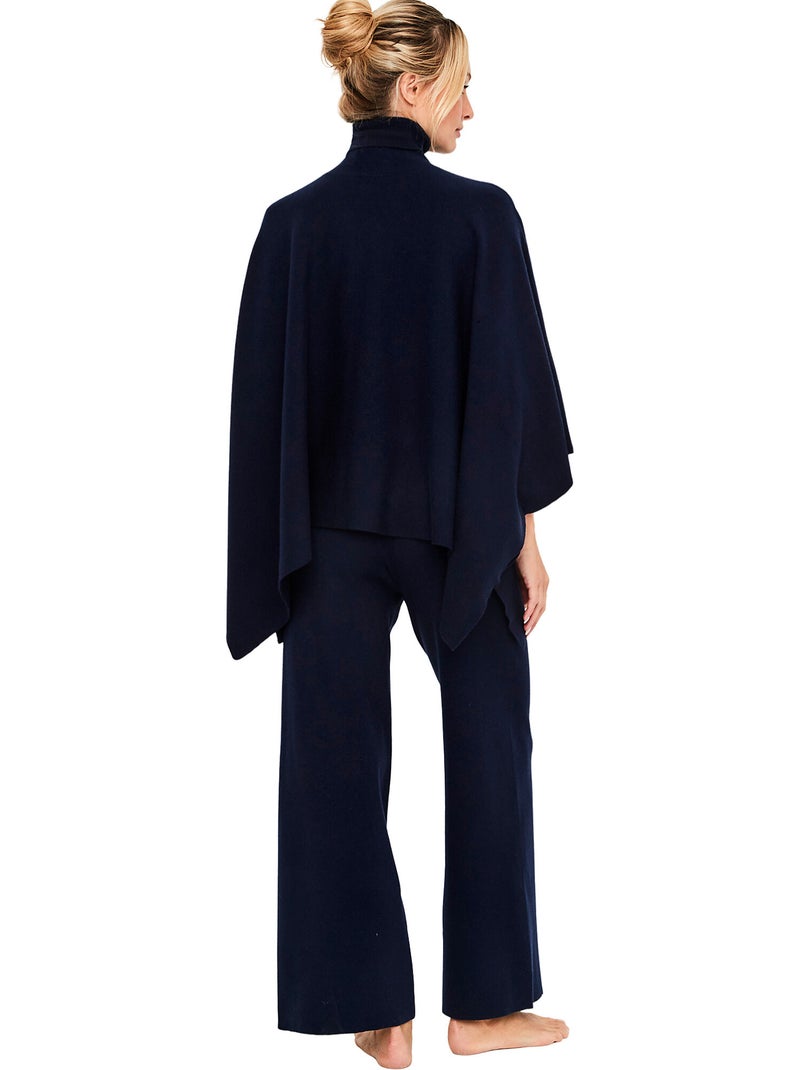 Pyjama pantalon évasé poncho col montant the knit code Bleu marine - Kiabi