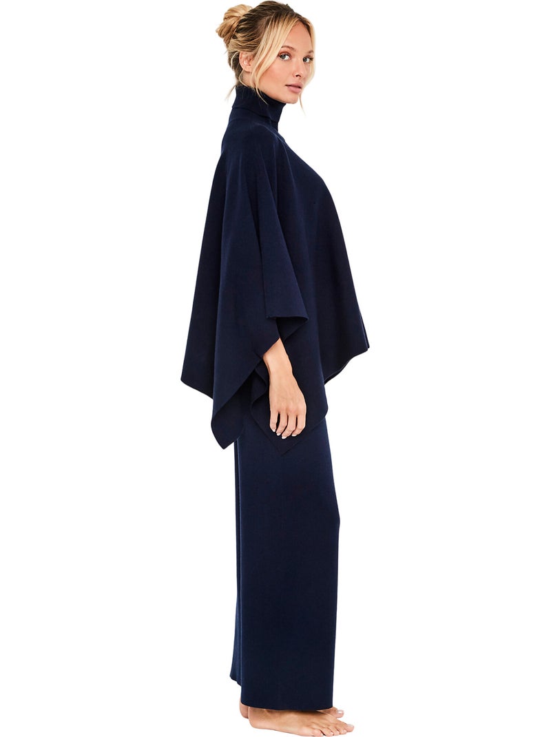 Pyjama pantalon évasé poncho col montant the knit code Bleu marine - Kiabi