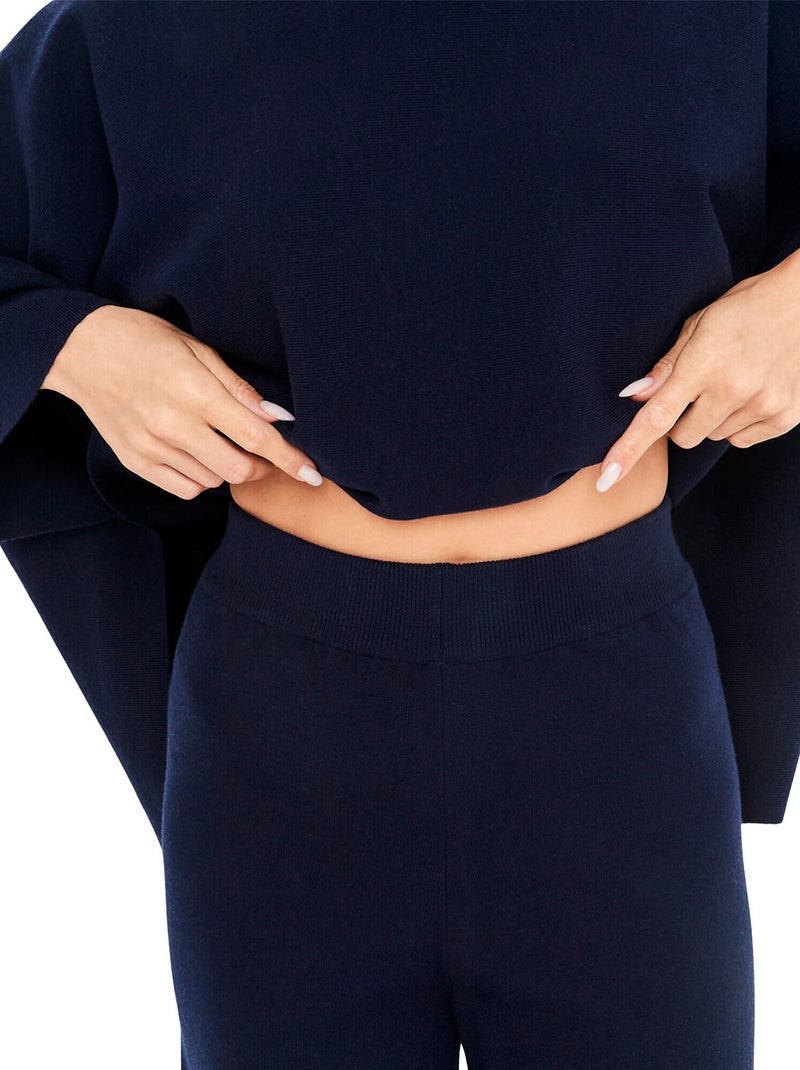 Pyjama pantalon évasé poncho col montant the knit code Bleu marine - Kiabi