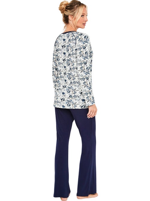 Pyjama pantalon évasé top manches longues chic bamboo - Kiabi Pyjama pantalon évasé top manches longues chic bamboo - Kiabi