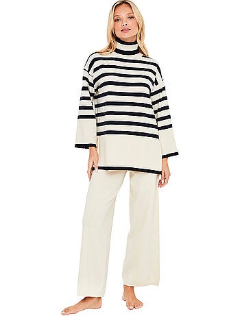 Pyjama pantalon évasé top manches longues graphic city