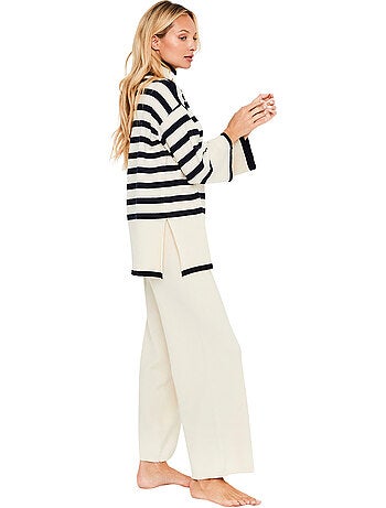 Pyjama pantalon évasé top manches longues graphic city
