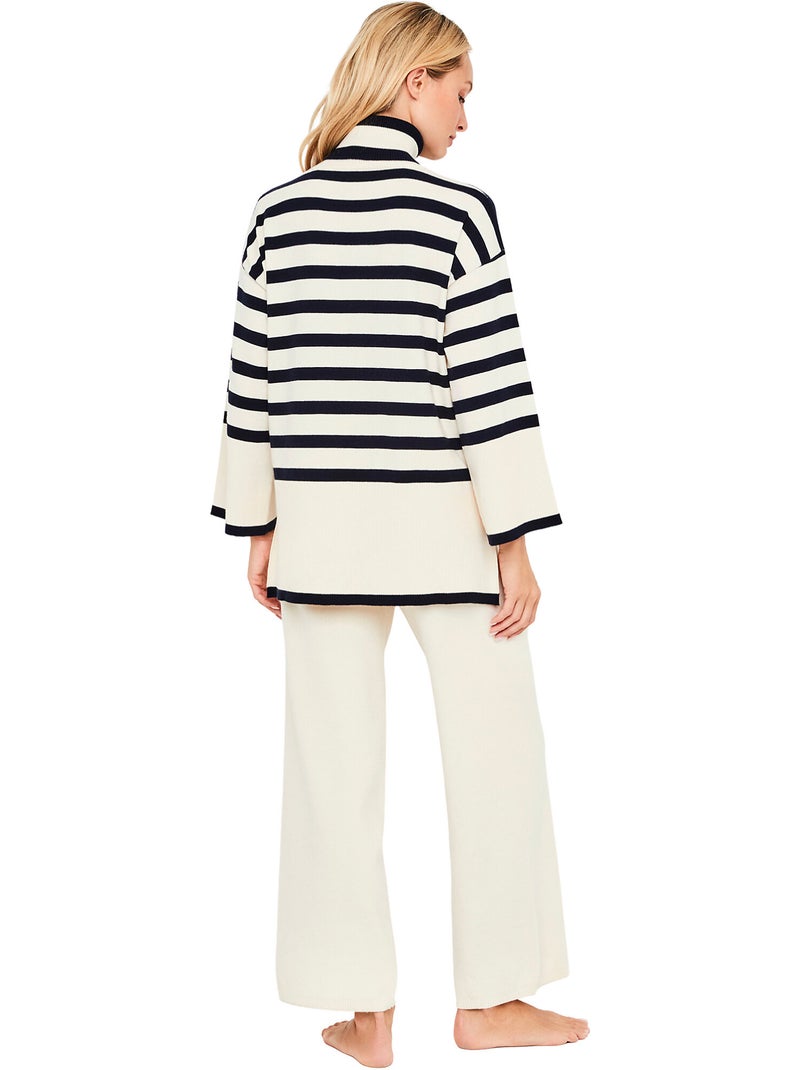 Pyjama pantalon évasé top manches longues graphic city Ecru - Kiabi