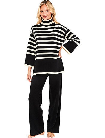 Pyjama pantalon évasé top manches longues graphic city