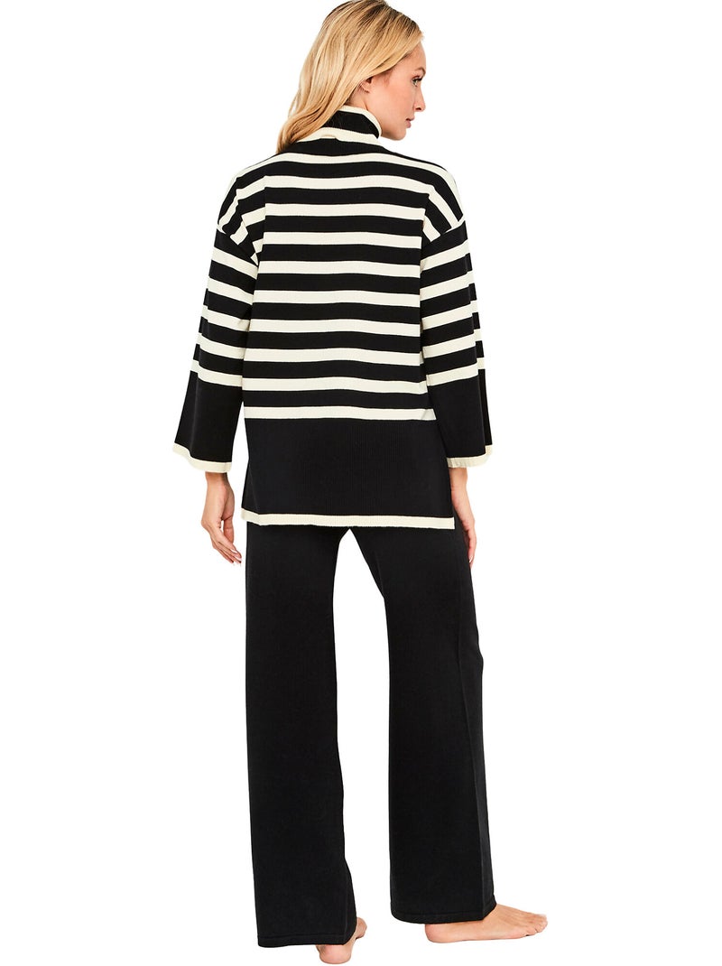 Pyjama pantalon évasé top manches longues graphic city Noir - Kiabi