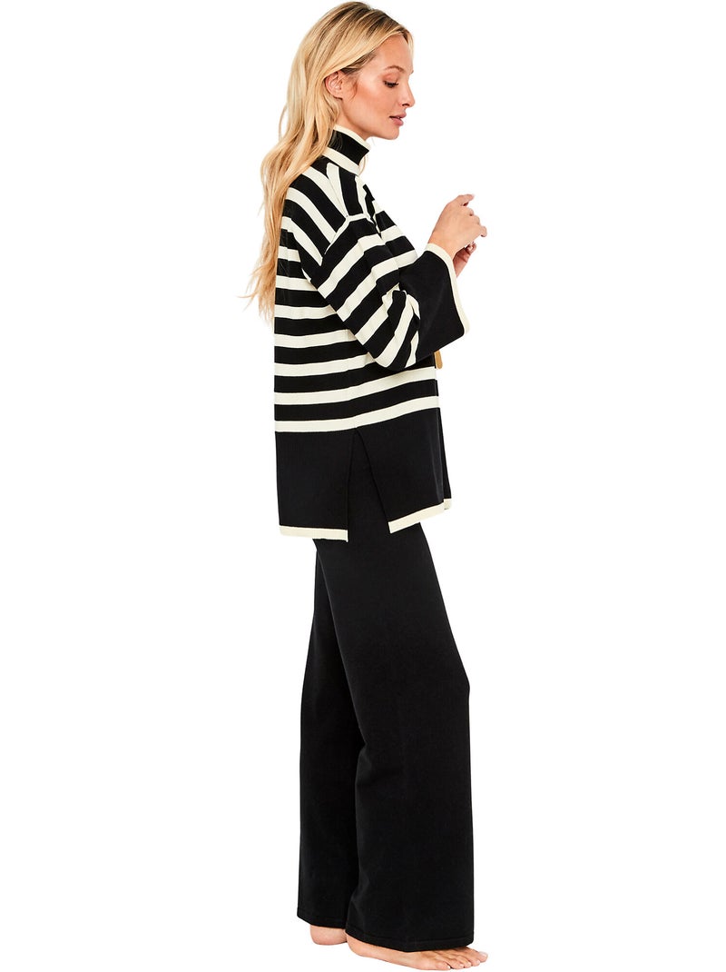 Pyjama pantalon évasé top manches longues graphic city Noir - Kiabi