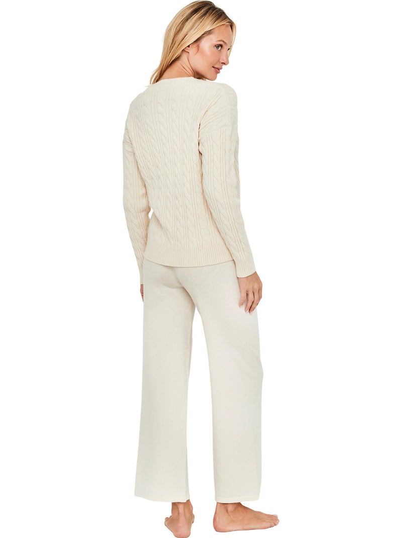 Pyjama pantalon évasé top manches longues twist and urban Ecru - Kiabi