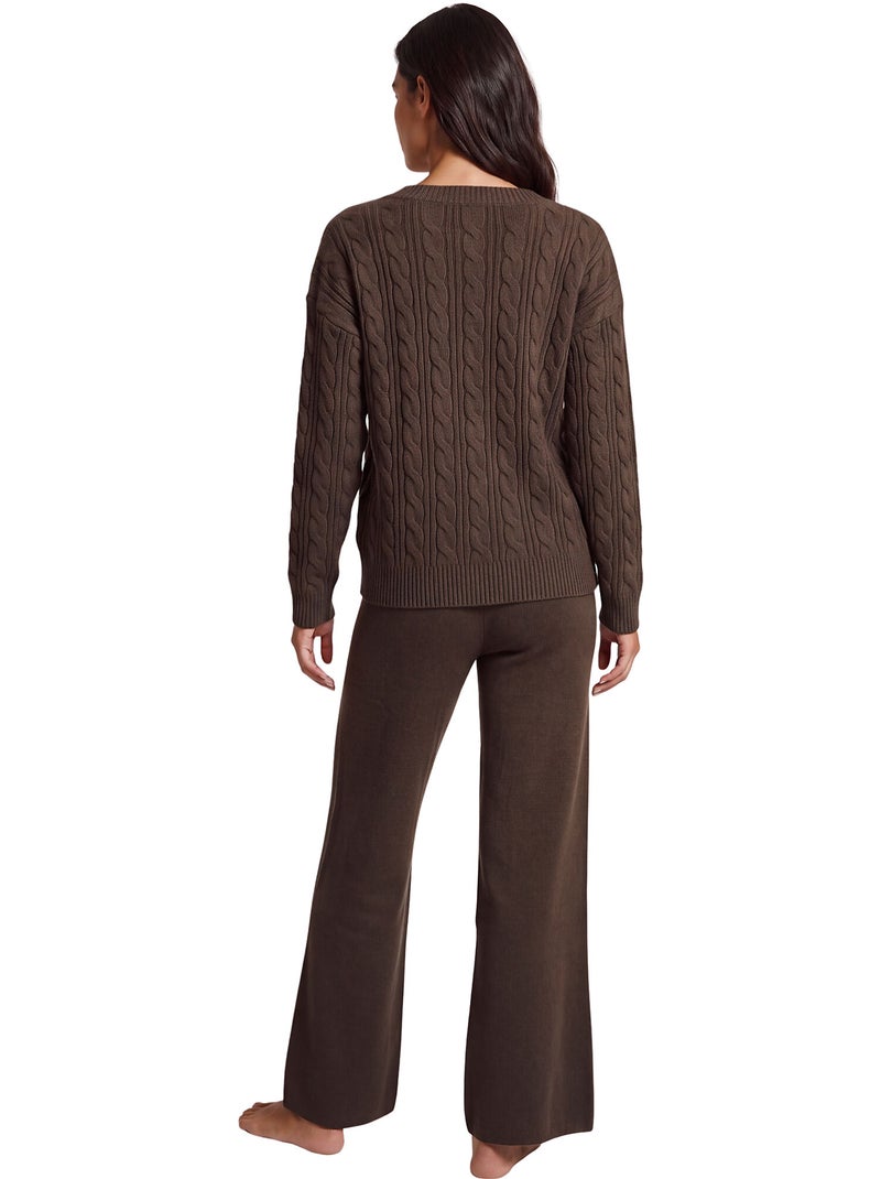 Pyjama pantalon évasé top manches longues twist and urban Marron - Kiabi