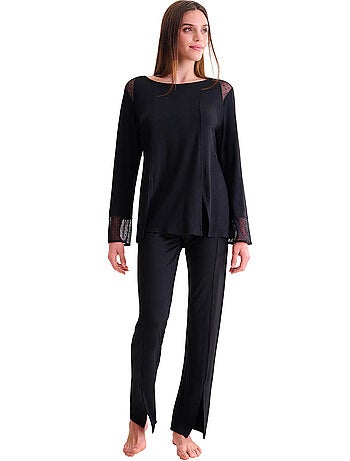 Pyjama pantalon évasé tunique manches longues ROXANNE