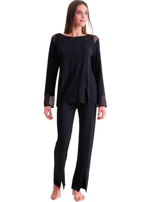 Pyjama pantalon évasé tunique manches longues ROXANNE - Kiabi Pyjama pantalon évasé tunique manches longues ROXANNE - Kiabi