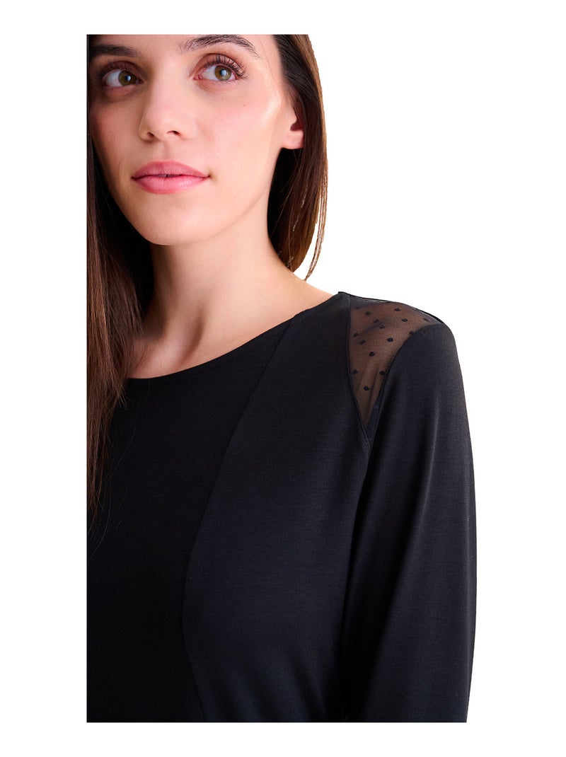 Pyjama pantalon évasé tunique manches longues ROXANNE Noir - Kiabi