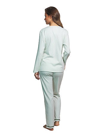 Pyjama pantalon haut cache-coeur manches longues Rayas