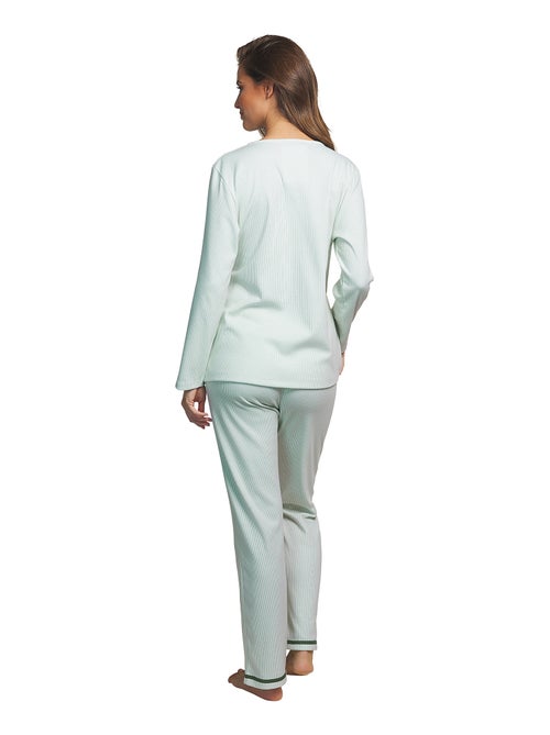 Pyjama pantalon haut cache-coeur manches longues Rayas - Kiabi