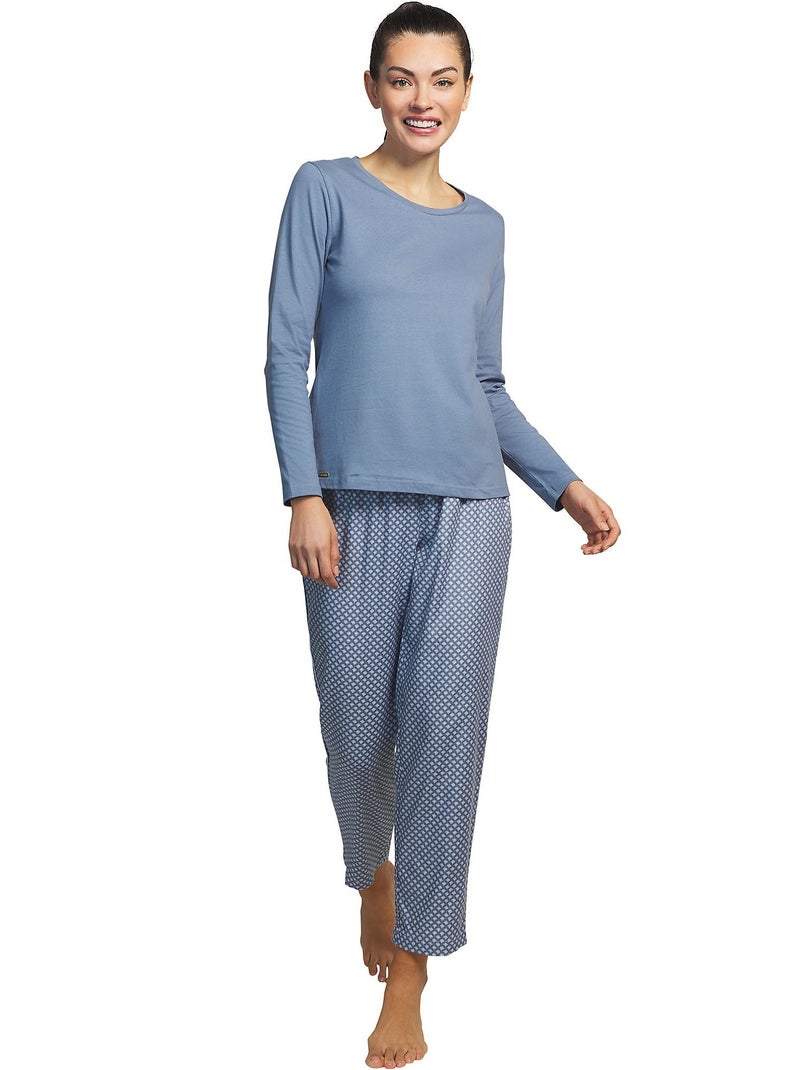Pyjama pantalon haut manches longues Corbatera Bleu - Kiabi