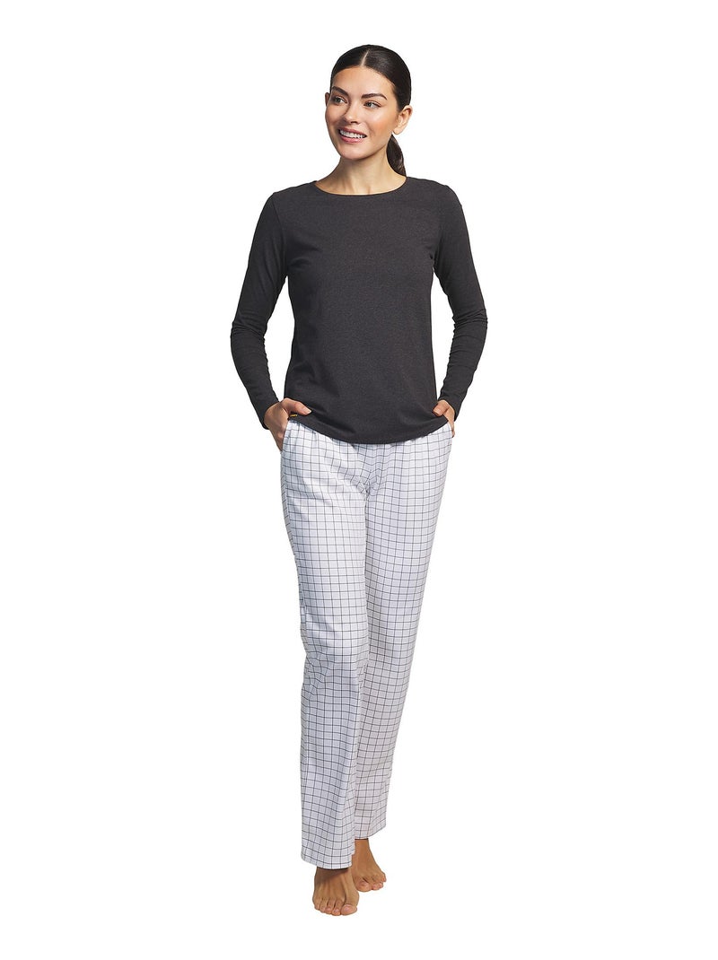 Pyjama pantalon haut manches longues Cuadros Gris - Kiabi