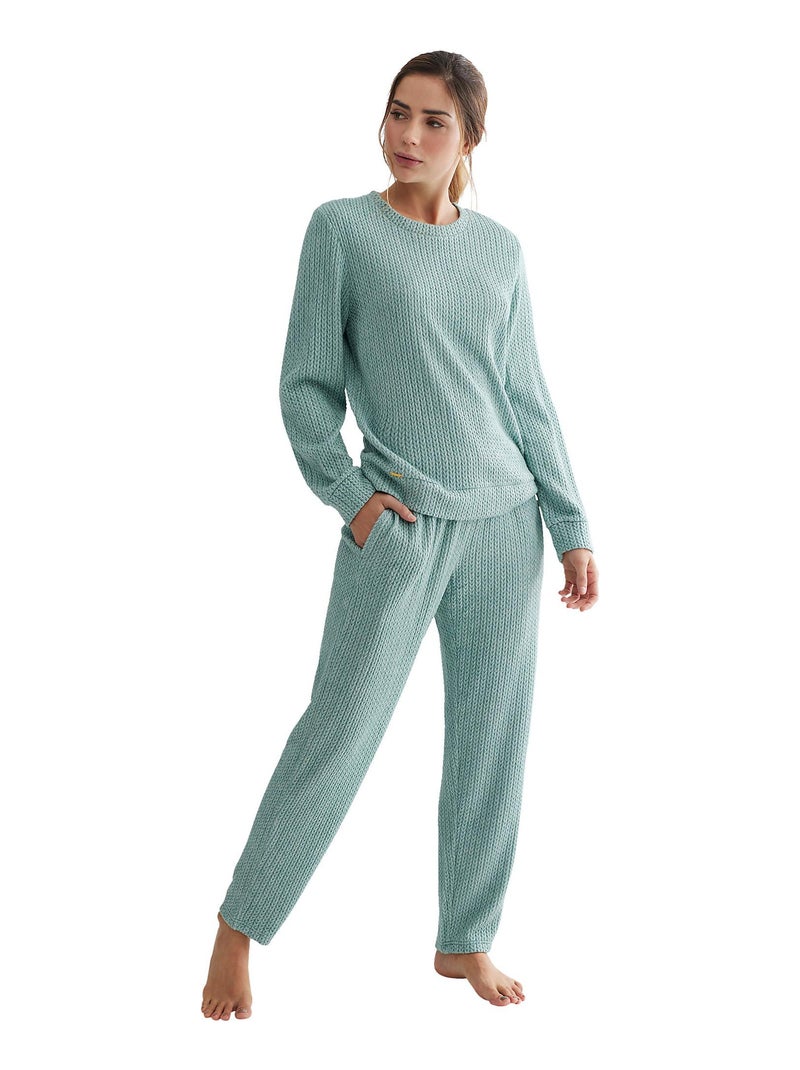 Pyjama pantalon haut manches longues Espiga Vert - Kiabi