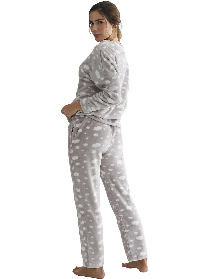 Pyjama pantalon haut manches longues Polar Joven Gris - Kiabi