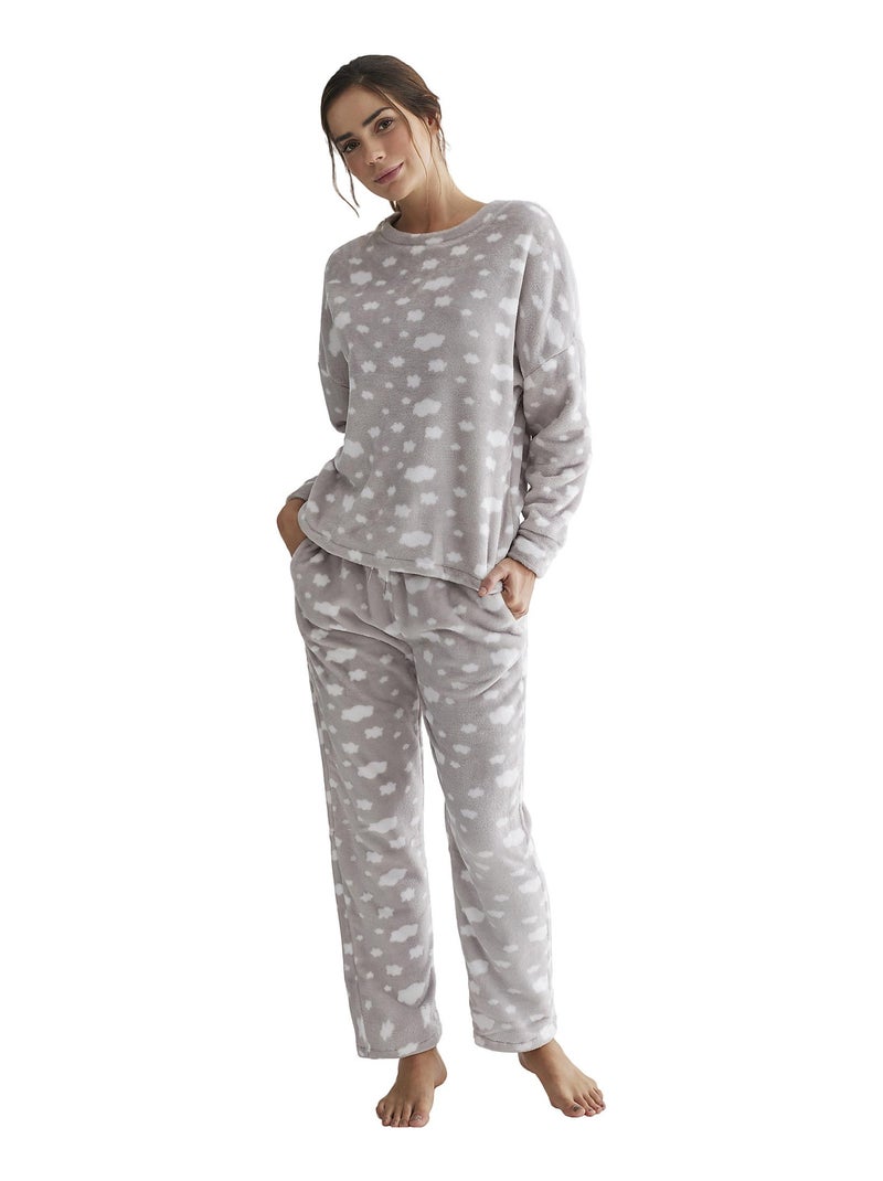 Pyjama pantalon haut manches longues Polar Joven Gris - Kiabi
