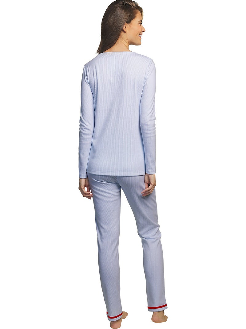 Pyjama pantalon haut manches longues Rayas Bleu - Kiabi