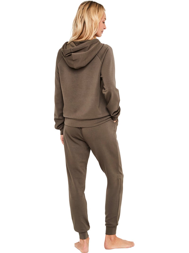 Pyjama pantalon jogger sweat à capuche modal flow Kaki - Kiabi