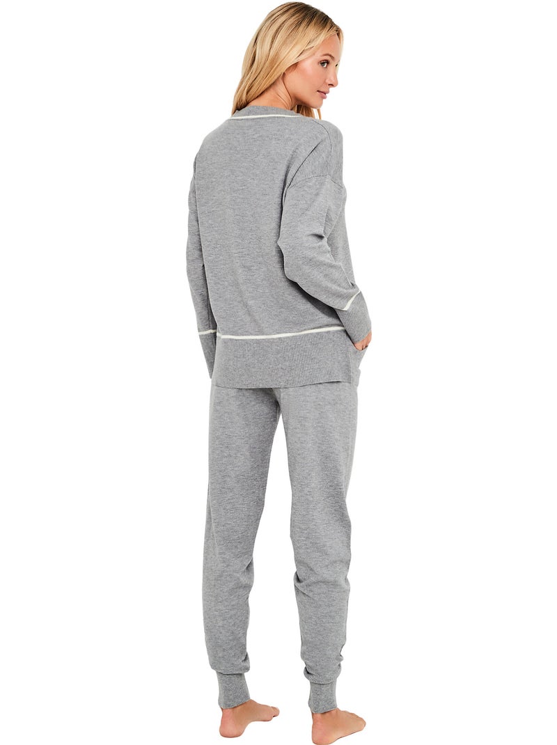 Pyjama pantalon jogger top manches longues misty Gris - Kiabi