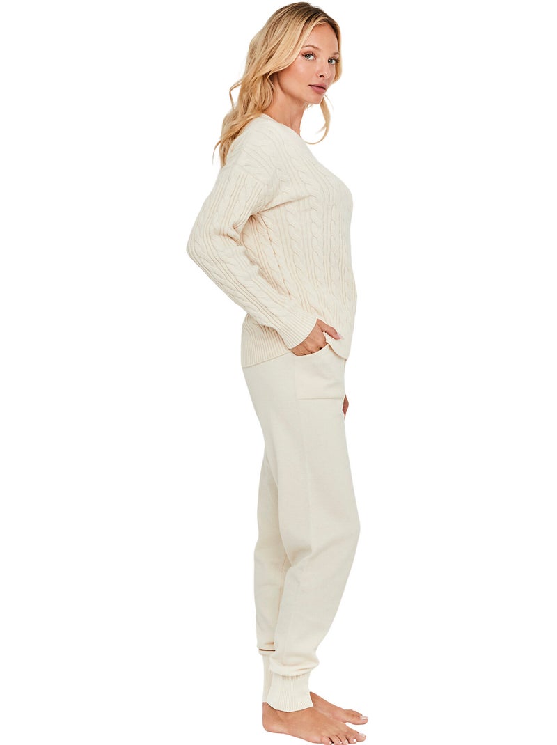 Pyjama pantalon jogger top manches longues twist and urban Ecru - Kiabi