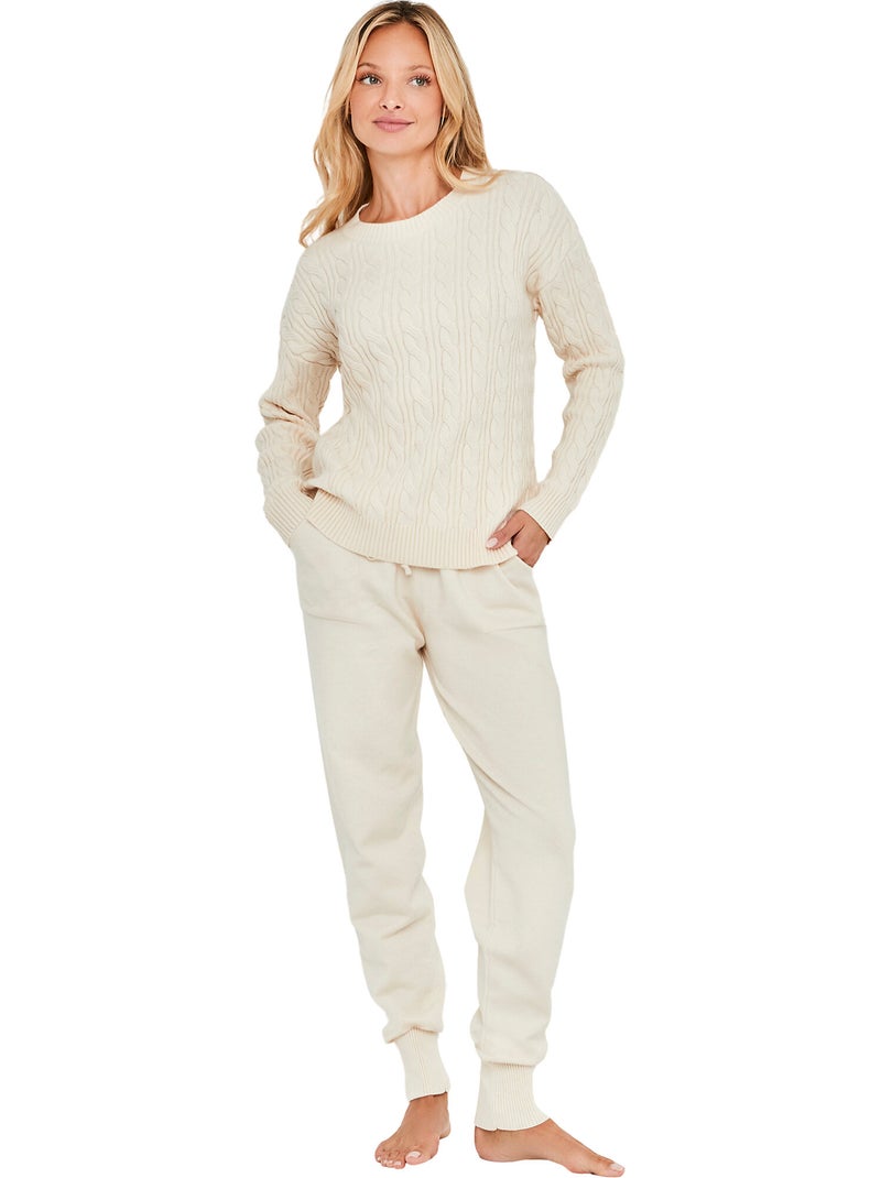 Pyjama pantalon jogger top manches longues twist and urban Ecru - Kiabi