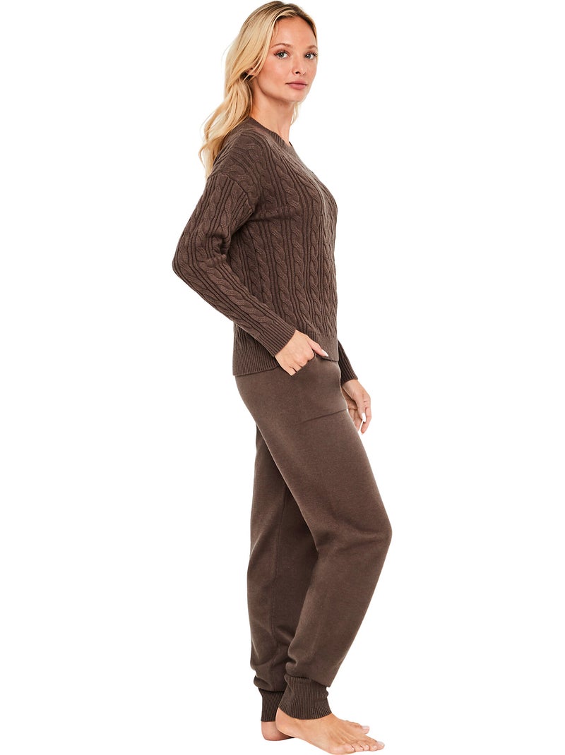 Pyjama pantalon jogger top manches longues twist and urban Marron - Kiabi