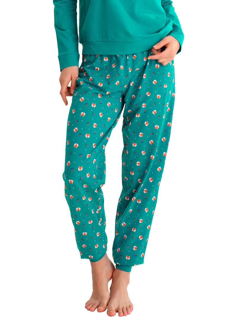 Pyjama pantalon jogger top M.longues FOXY Vert - Kiabi