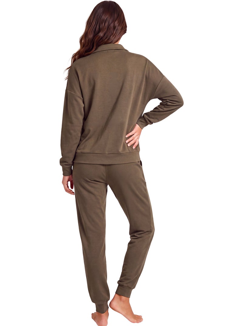 Pyjama pantalon jogger veste zippée modal flow Kaki - Kiabi