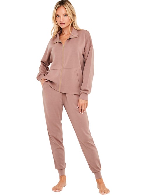 Pyjama pantalon jogger veste zippée modal flow - Kiabi Pyjama pantalon jogger veste zippée modal flow - Kiabi