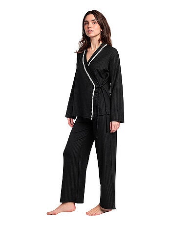 Pyjama pantalon large tunique croisée Luxury Stitching
