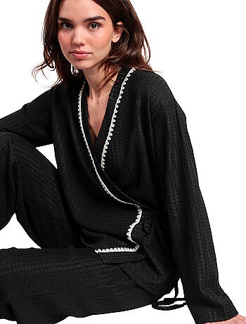 Pyjama pantalon large tunique croisée Luxury Stitching