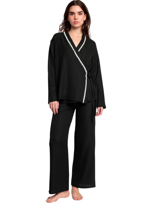 Pyjama pantalon large tunique croisée Luxury Stitching - Kiabi