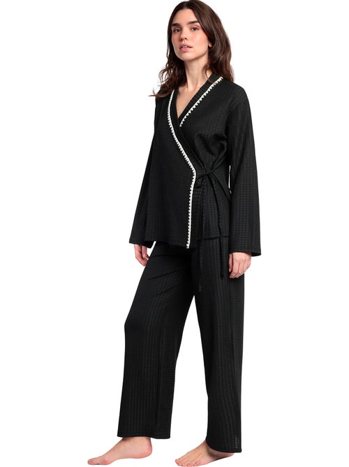 Pyjama pantalon large tunique croisée Luxury Stitching - Kiabi