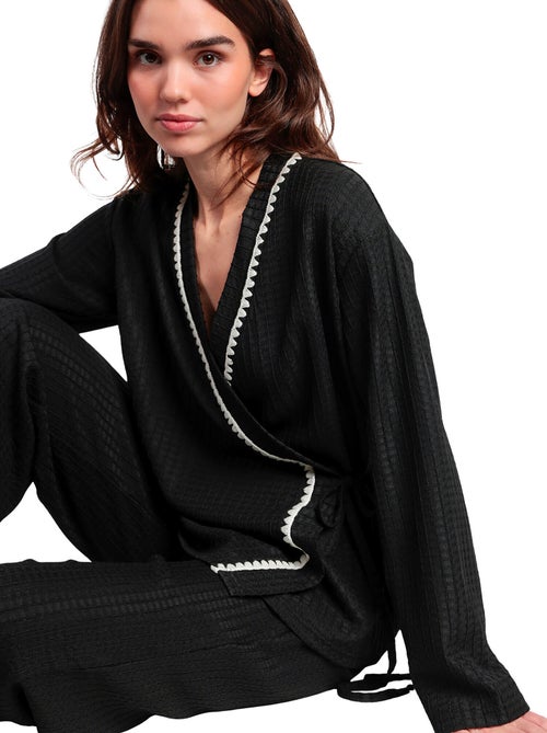 Pyjama pantalon large tunique croisée Luxury Stitching - Kiabi