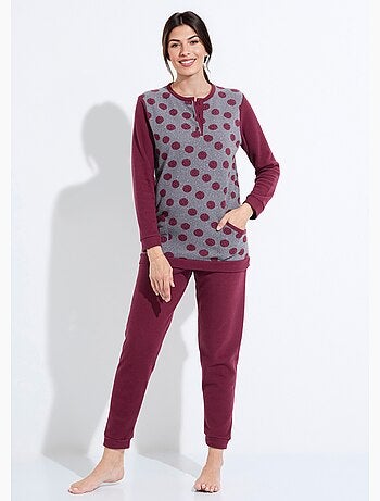 Pyjama pantalon maille milano imprimé pois - Afibel