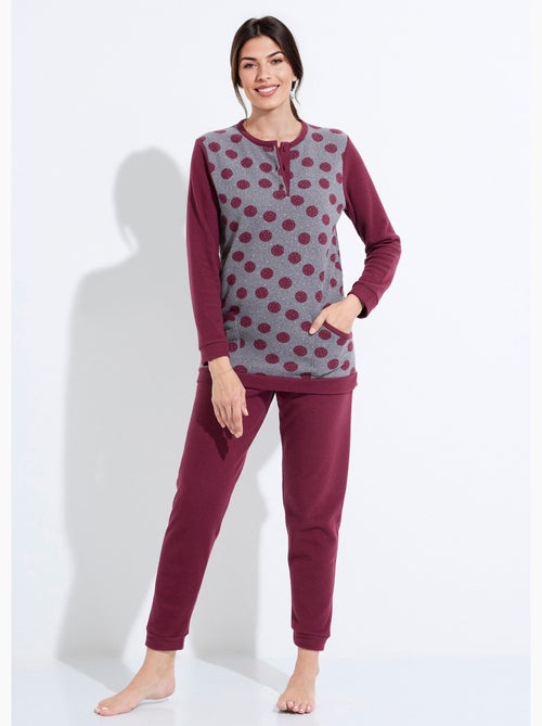 Pyjama pantalon maille milano imprimé pois - Afibel - Kiabi