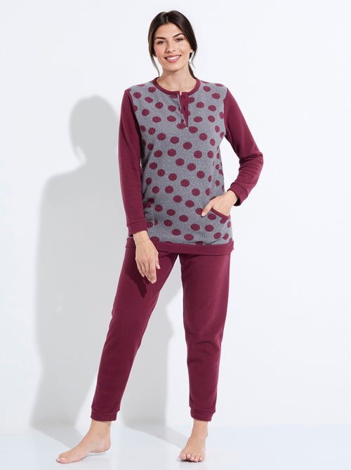 Pyjama pantalon maille milano imprimé pois - Kiabi