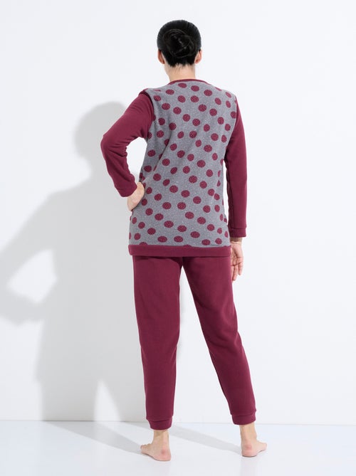 Pyjama pantalon maille milano imprimé pois - Kiabi